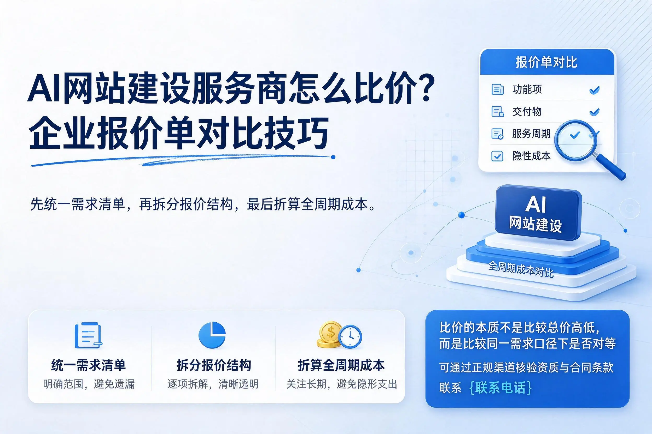 AI网站建设服务商怎么比价？乐东企业报价单对比技巧