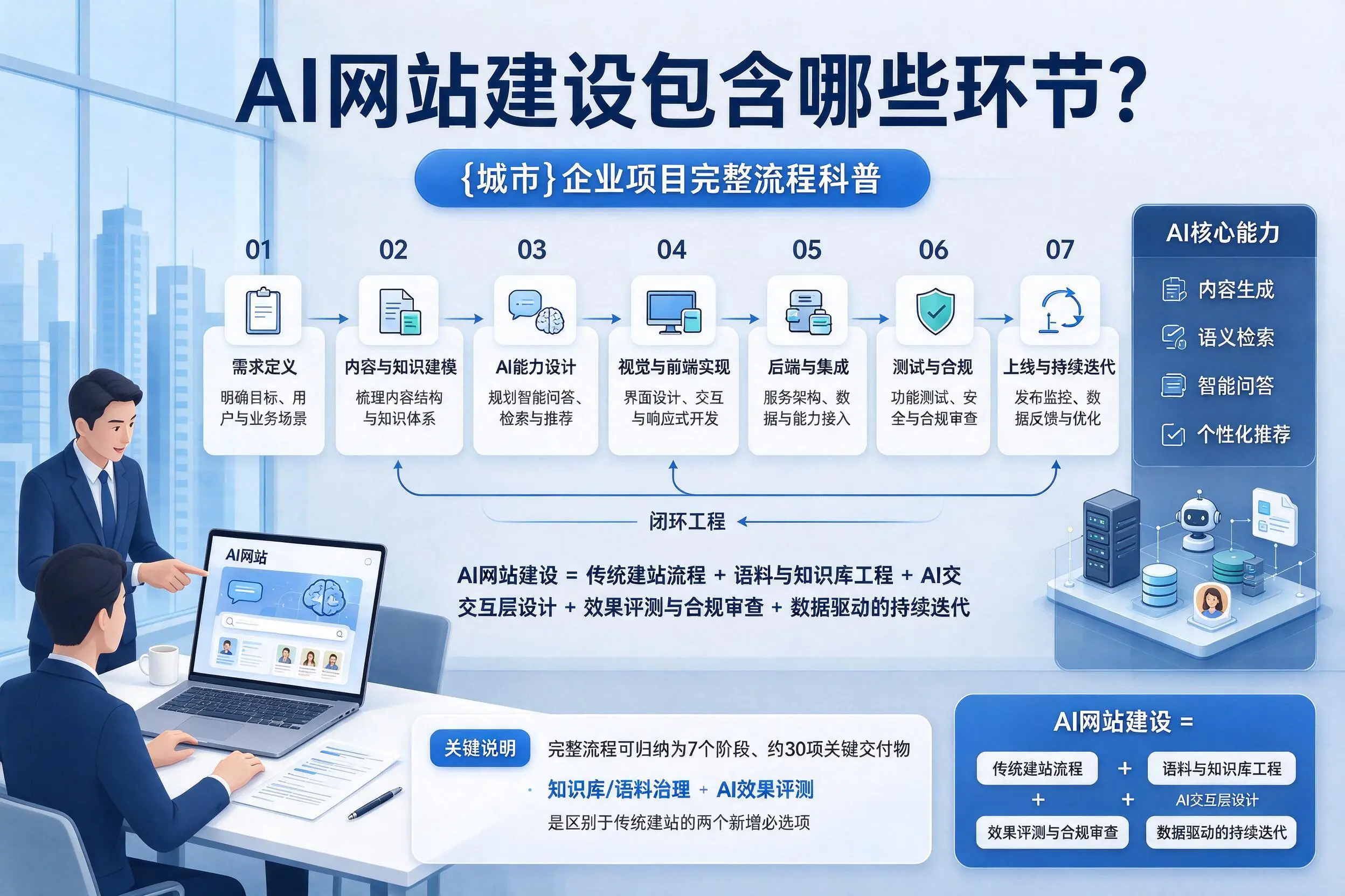 AI网站建设包含哪些环节?乐东企业项目完整流程科普