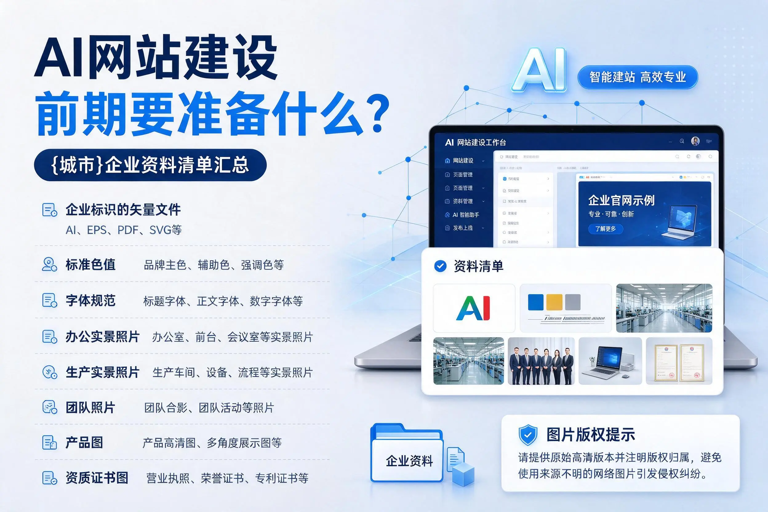 AI网站建设前期要准备什么?乐东企业资料清单汇总