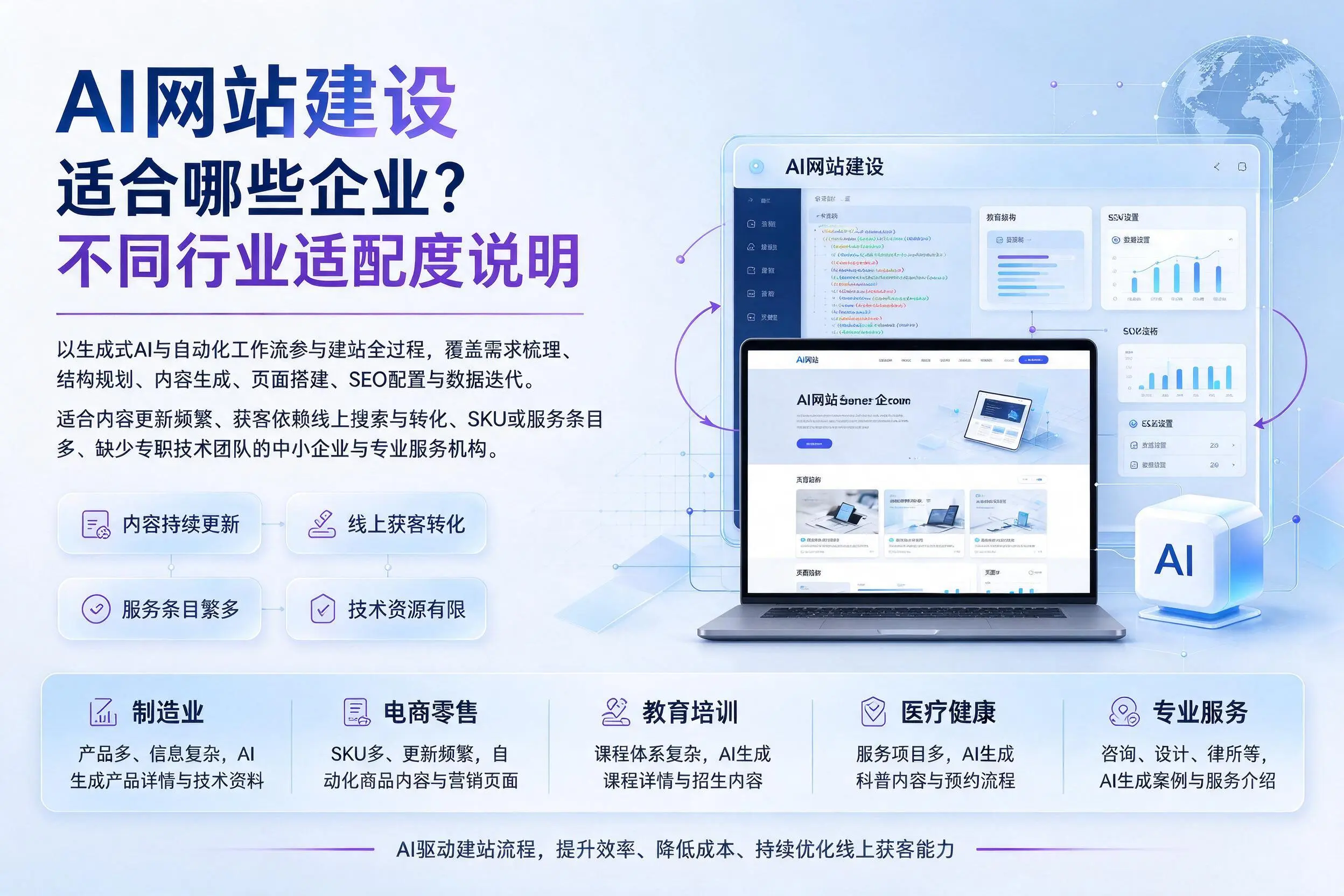 AI网站建设适合哪些企业?乐东不同行业适配度说明